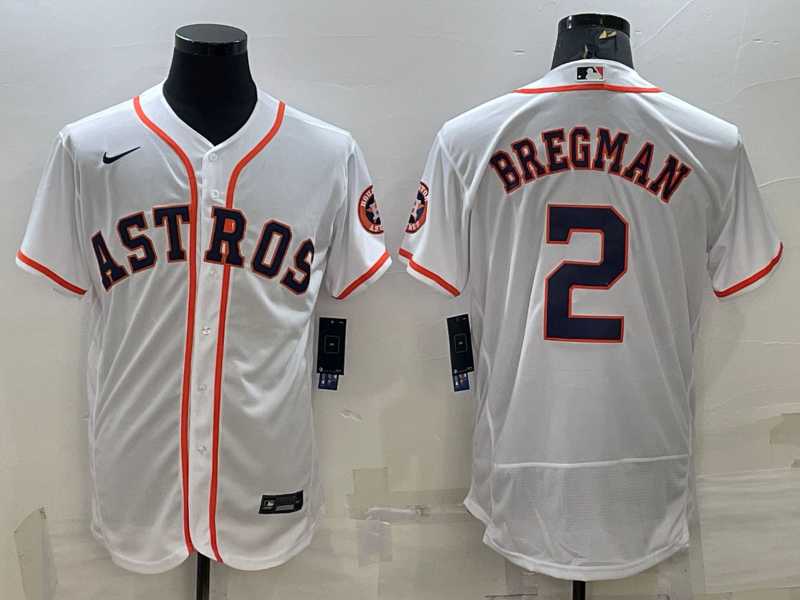 Men%27s Houston Astros #2 Alex Bregman White Stitched MLB Flex Base Nike Jersey